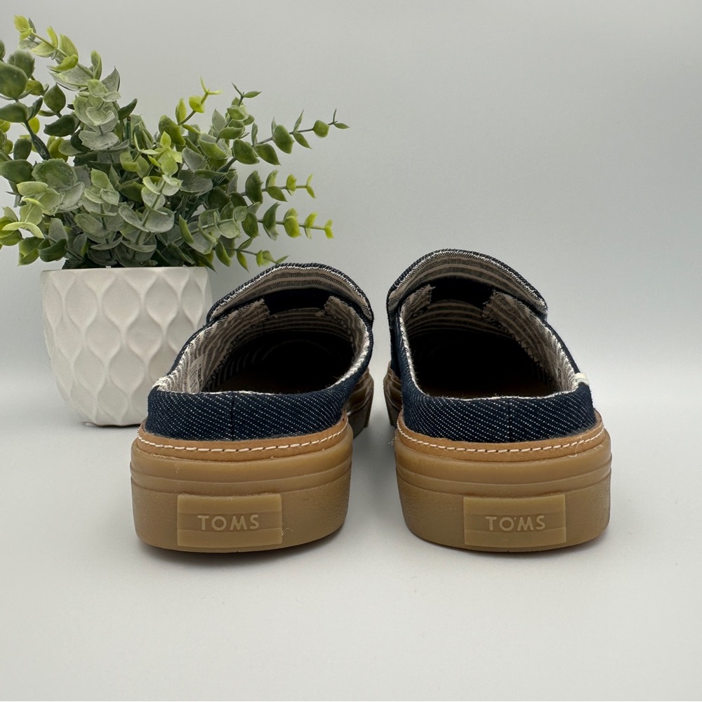 Toms Women’s Sunrise Navy Denim Blue Slip On Mules Size 7.5 - Picture 4 of 10
